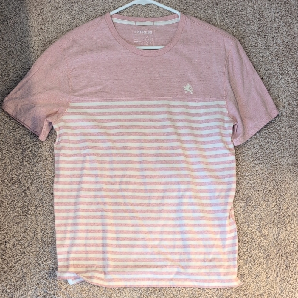 Express Pink Short Sleeve Tee with Stripes